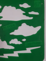 1989 HFC Weather-2 #67 Umbrella Raindrops Clouds Lightning Green Plastic Stencil