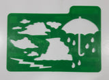 1989 HFC Weather-2 #67 Umbrella Raindrops Clouds Lightning Green Plastic Stencil