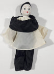Vintage Pierrot Black and White French Mime Clown Crying Tear 8 1/2" Tall Porcelain Doll