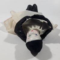 Vintage Pierrot Black and White French Mime Clown Crying Tear 8 1/2" Tall Porcelain Doll
