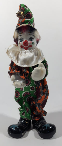 Vintage Clown Poseable Wire 8 1/2" Tall Porcelain Doll