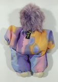 Vintage Q-Tee-Clown Purple Cotton Candy Hair Clown 9" Tall Porcelain Sand Filled Doll with Tags