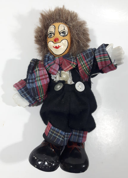 Vintage Clown 6 1/2" Tall Porcelain Poseable Wire Doll Chipped Hand
