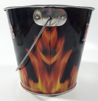 Rare 2006 Reckitt Benckiser Frank's Red Hot Buffalo Wings Black with Flames 4 3/4" Tall Metal Pail Bucket