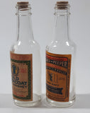 Rare 1950s James The Peeper and Old Overcoat Wry Whiskey GAG Non-alcoholic Paper Label Miniature Glass Liquor Bottles Salt and Pepper Shakers