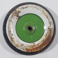 Antique Green Hub White and Black 3" Metal Toy Wheel