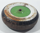 Antique Green Hub White and Black 3" Metal Toy Wheel