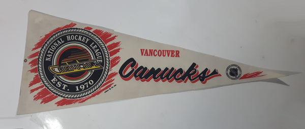 1992 Vancouver Canucks NHL Ice Hockey Team Full Size 30" Long Felt Pennant