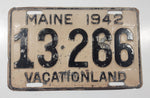 1942 Maine Vacationland Metal Vehicle License Plate Tag 13 266