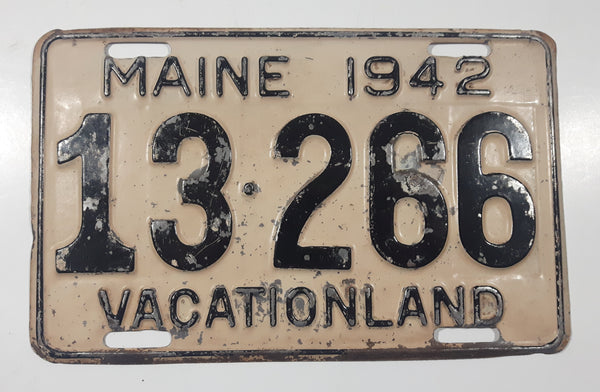 1942 Maine Vacationland Metal Vehicle License Plate Tag 13 266