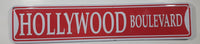 Hollywood Boulevard Red and White 5" x 24" Embossed Metal Sign