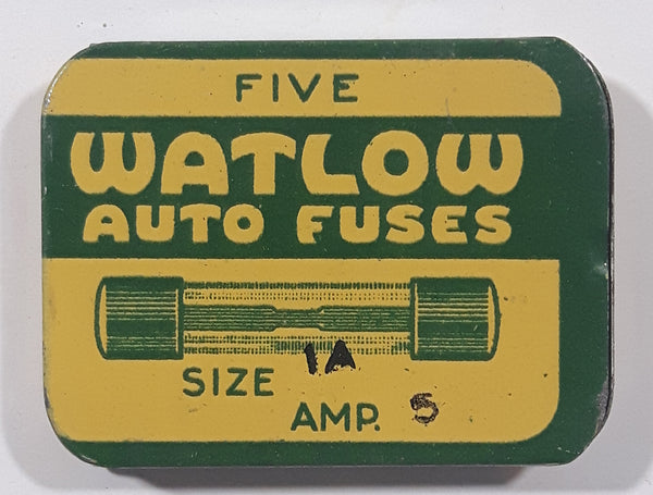 Vintage Watlow Auto Fuses 1A 5 Amp Small Tin with 5 New Fuses