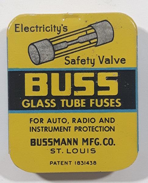 Vintage BUSS Glass Tube Fuses 1 AG-6 Amp Small Tin with 5 New Fuses