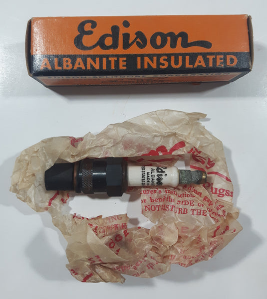 Vintage Edison Albanite Insulated Spark Plug 3 10 MM 5/8" Hex In Box