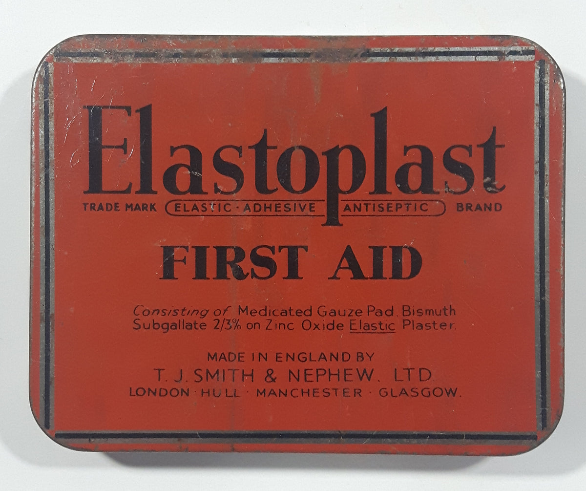 Vintage Elastoplast First Aid Tin Metal Container Treasure Valley