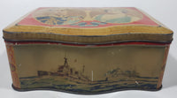 Antique Peek Frean & Co Ltd May 12, 1937 Coronation King George VI Queen Elizabeth The Queen Mother Tall Tin Metal Container