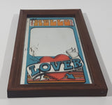 Rare Vintage Hello Lover Heart with Arrow Through It 4 3/4" x 8 3/4" Wood Framed Mirror