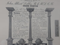 Antique 1941 Mason's of Canada The Grand Lodge Ontario John Albert Dobbie Grand Master 15" x 19" Wood Framed Certificate Signed