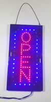 OPEN Sign Bright Blue and Red LED 9 3/4" x 19" Animated Sign