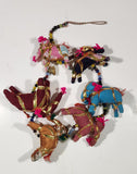 Maharaja String Beaded Colorful Indian Elephant Stuffed Animals 30" Hanging Decoration with Bell at Bottom
