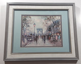 Vintage 1950s Antoine Blanchard French Artist Champs Elysees 14" x 17" Framed Painting Print Numbered 102