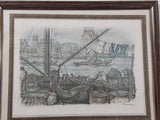 Pair of Vintage Anton Pieck Rotterdam and Den Haag 8" x 10" Framed Painting Prints