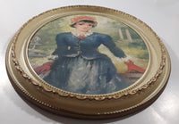 Vintage 1960s Cherry Jeffe Huldah Parisienne Woman 14" x 17" Light Weight Oval Frame Painting Print