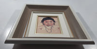 Vintage 1960s Dorothy M. Oxborough First Nations Native Child 12 1/2" x 14 1/2" Framed Painting Litho Print