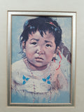 Vintage 1963 Dorothy M. Oxborough First Nations Native Child 12 1/2" x 14 1/2" Framed Painting Litho Print