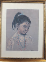 Vintage Dorothy Francis First Nations Native Child 9 3/4" x 11 3/4" Framed Painting Print