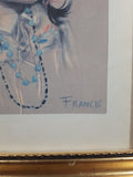 Vintage Dorothy Francis First Nations Native Child 9 3/4" x 11 3/4" Framed Painting Print