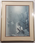 Vintage Andres Orpinas Young Girl on Dock 16 1/4" x 20 1/2" Framed Painting Print