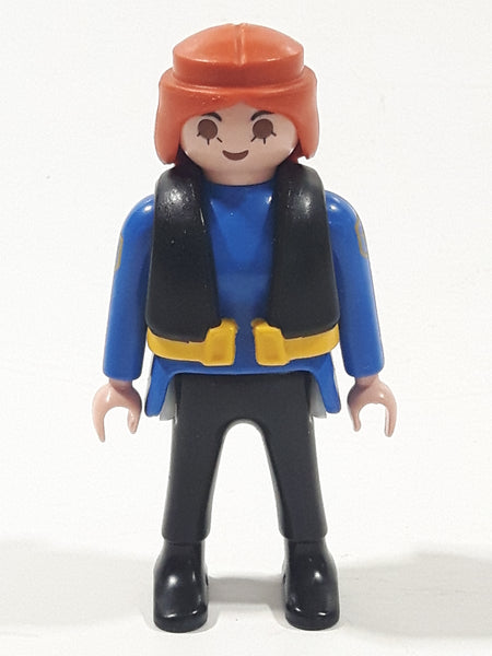1997 Geobra Playmobil Woman Police Officer with Life Jacket and Sunglasses 2 7/8" Tall Toy Figure