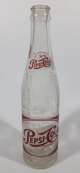 60's Vtg Pepsi-Cola 16 Fl. Oz. One Pint Swirl Glass Bottle with Cap