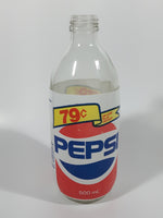 Rare Vintage Pepsi Cola 79 Cent 500mL 7 1/2" Tall Glass Bottle with Foam Label