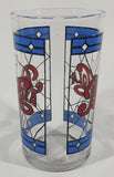 Vintage Pepsi Blue and Red Stained Glass Style 4 1/4" Tall Glass Cup