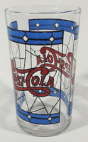 Vintage Pepsi Blue and Red Stained Glass Style 4 1/4" Tall Glass Cup