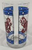 Vintage Pepsi Blue and Red Stained Glass Style 4 1/4" Tall Glass Cup