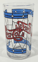 Vintage Pepsi Blue and Red Stained Glass Style 4 1/4" Tall Glass Cup