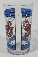 Vintage Pepsi Blue and Red Stained Glass Style 4 1/4" Tall Glass Cup