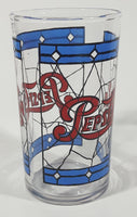 Vintage Pepsi Blue and Red Stained Glass Style 4 1/4" Tall Glass Cup