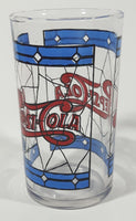 Vintage Pepsi Blue and Red Stained Glass Style 4 1/4" Tall Glass Cup