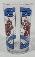 Vintage Pepsi Blue and Red Stained Glass Style 4 1/4" Tall Glass Cup