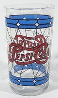 Vintage Pepsi Blue and Red Stained Glass Style 4 1/4" Tall Glass Cup