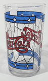 Vintage Pepsi Blue and Red Stained Glass Style 4 1/4" Tall Glass Cup