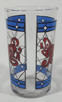 Vintage Pepsi Blue and Red Stained Glass Style 4 1/4" Tall Glass Cup