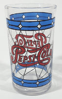 Vintage Pepsi Blue and Red Stained Glass Style 4 1/4" Tall Glass Cup