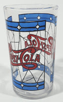 Vintage Pepsi Blue and Red Stained Glass Style 4 1/4" Tall Glass Cup