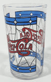 Vintage Pepsi Blue and Red Stained Glass Style 4 1/4" Tall Glass Cup