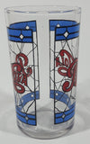 Vintage Pepsi Blue and Red Stained Glass Style 4 1/4" Tall Glass Cup